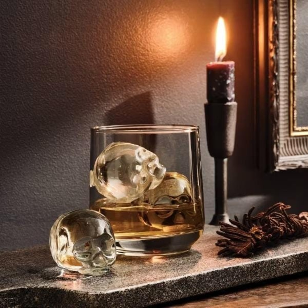 Threshold Skull Ice Cube‎ Mold Silicone 4-Cavity White Halloween Bar Tool NEW